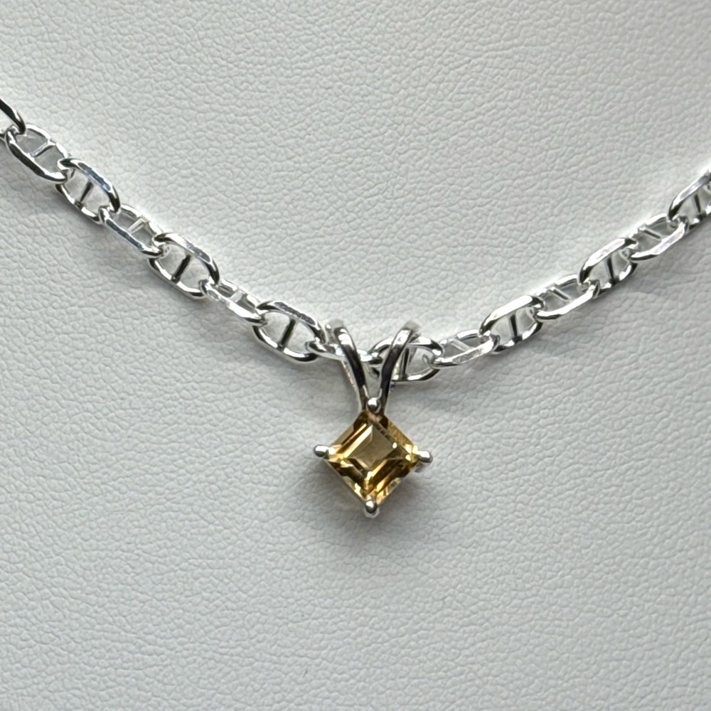 NC4  Genuine 1CT Princess Cut CITRINE  Pendant Solid Sterling Silver S925 - Picture 7 of 8